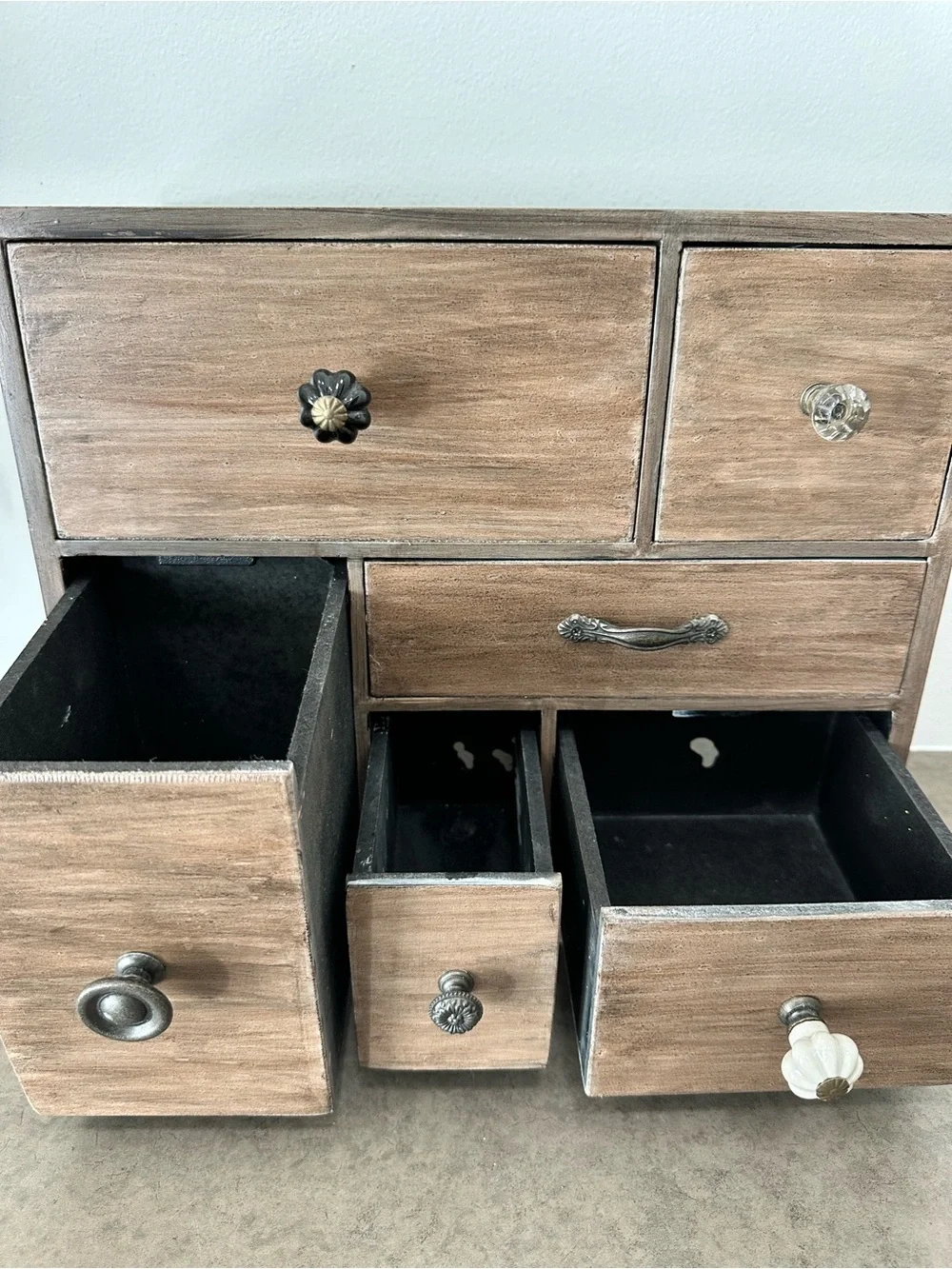 Wooden Tea & Coffee Pod Coco Organizer Apothecary Brown Faux Wood Grained Paint
